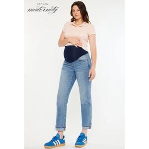 Kancan Maternity Jeans Size 28x28 Light Wash Straight Leg Cropped Denim